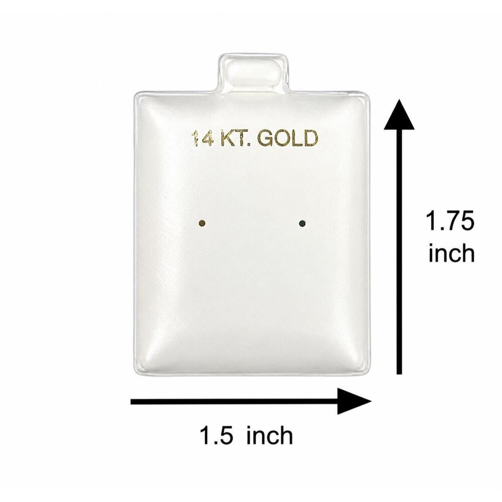 White Earring Puff Pad Display Cards 14kt Gold Imprinted 1.75 X 1.50 inches